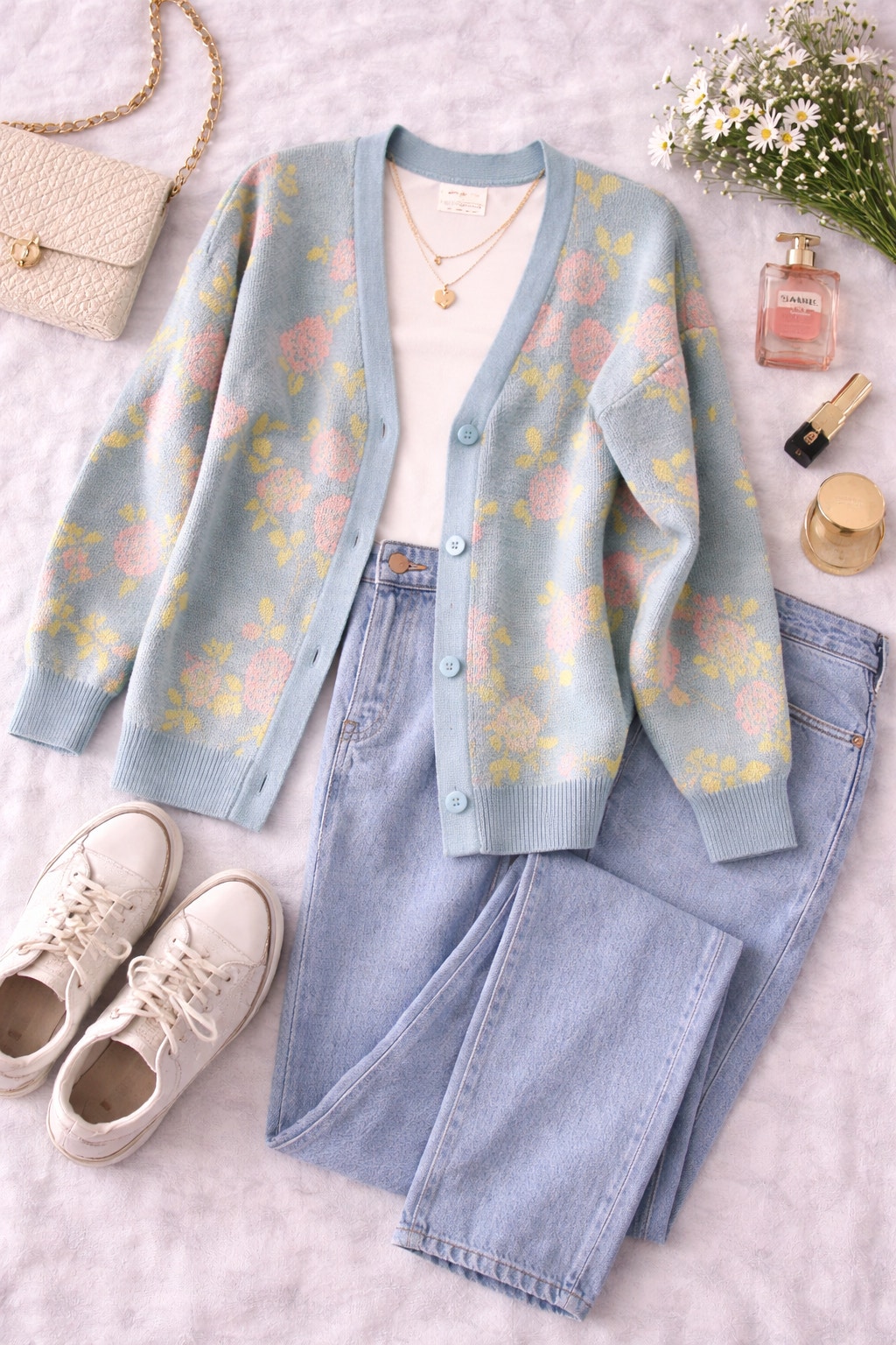 Urban Outfitters Women's Groundbreaking Floral Oversized Cardigan Blue Size S